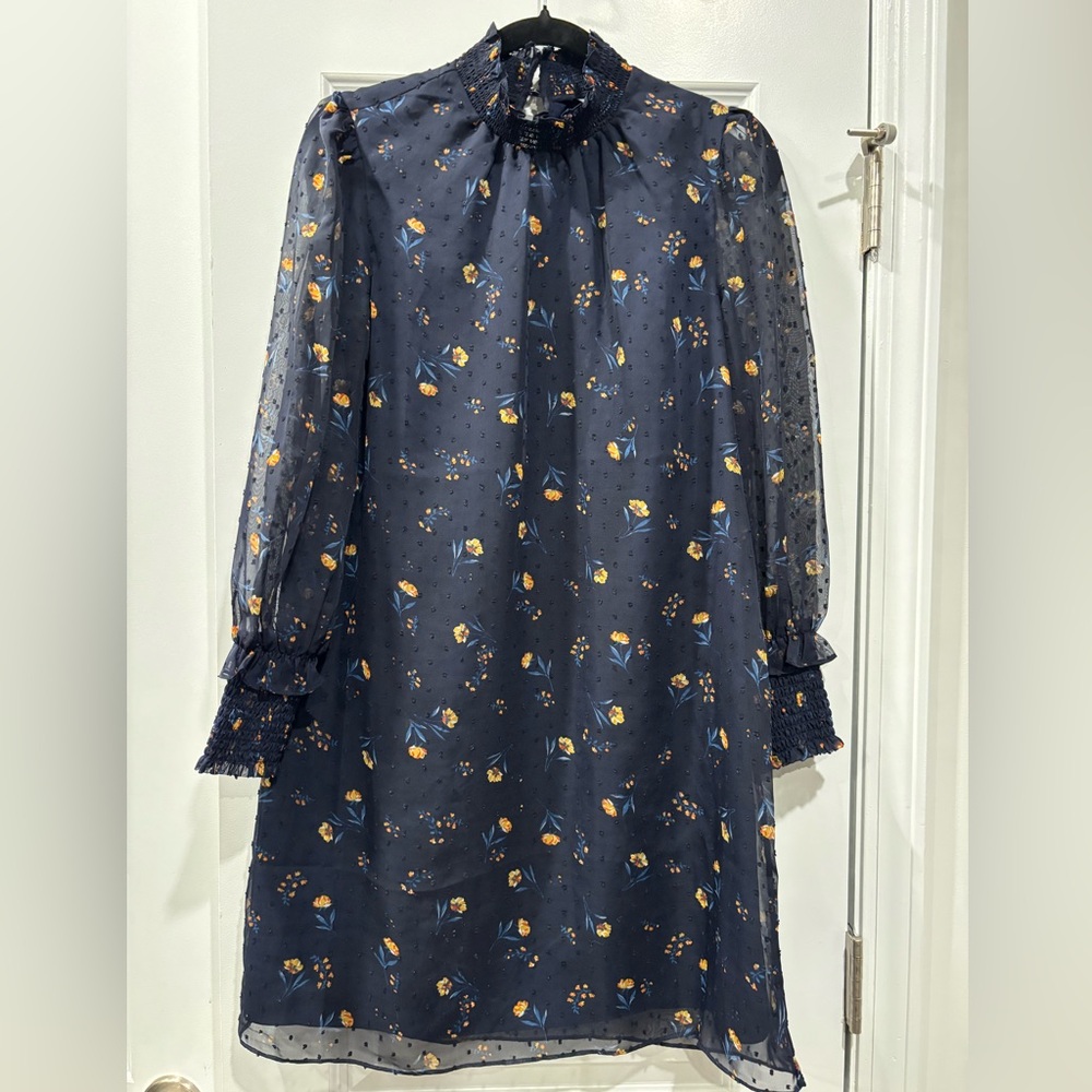 Draper James Navy Blue Floral Long Sleeve Turtleneck Dress
Size XS
